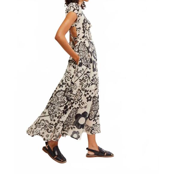 NEW FREE PEOPLE ultra violet dress in bright white combo - Picture 3 of 4